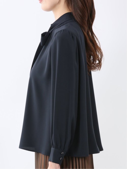 リボンタイ 長袖プルオーバーブラウス