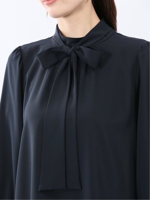 リボンタイ 長袖プルオーバーブラウス