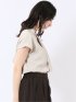 速乾 UV ストレッチ ボウタイ フレンチスリーブ 比翼 ブラウス