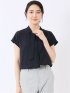 ストレッチ 速乾 UV イージーケア ややゆったり ボウタイ フレンチスリーブ 比翼 ブラウス レディース