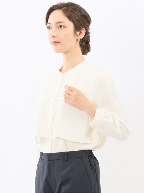 レイヤード風 比翼 長袖ブラウス