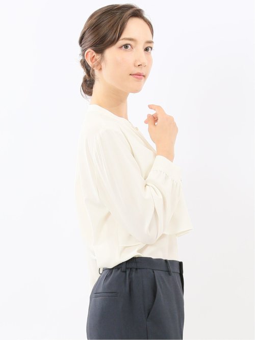 レイヤード風 比翼 長袖ブラウス