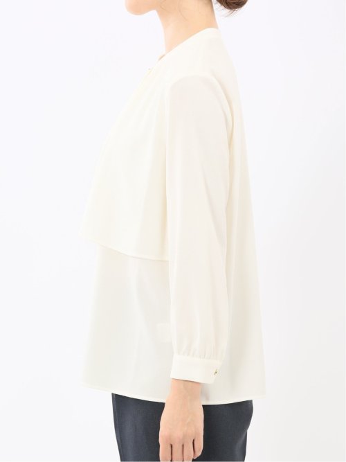 レイヤード風 比翼 長袖ブラウス