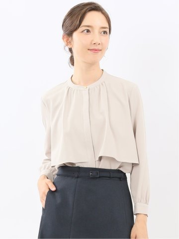 レイヤード風 比翼 長袖ブラウス