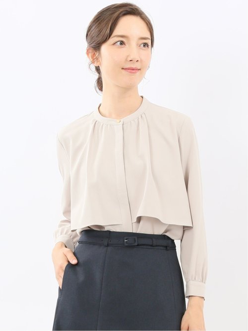 レイヤード風 比翼 長袖ブラウス