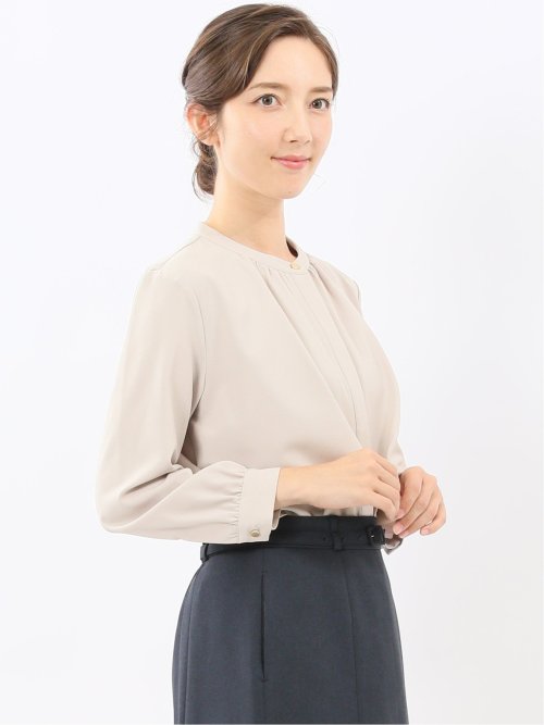 レイヤード風 比翼 長袖ブラウス