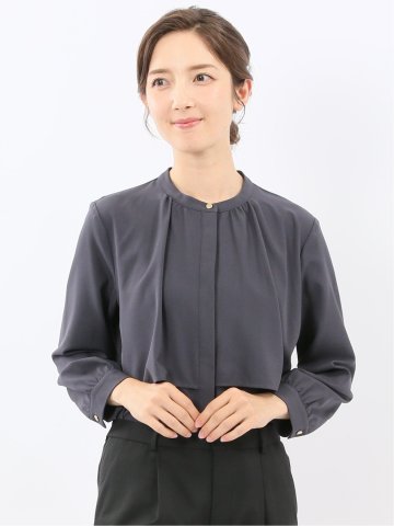 レイヤード風 比翼 長袖ブラウス