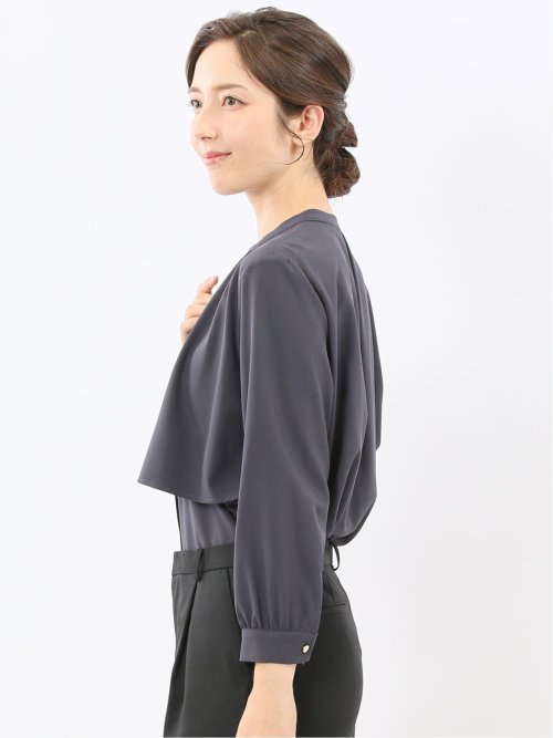 レイヤード風 比翼 長袖ブラウス