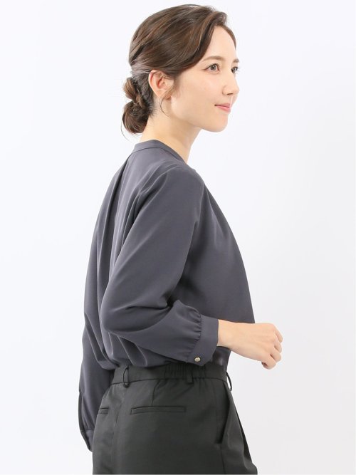 レイヤード風 比翼 長袖ブラウス