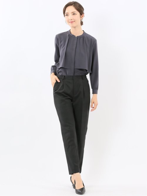 レイヤード風 比翼 長袖ブラウス