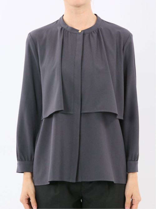 レイヤード風 比翼 長袖ブラウス