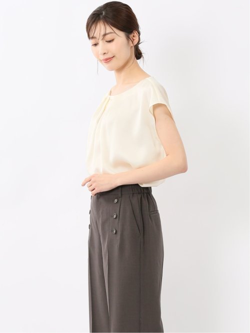 シボサテン ノースリ プルオーバーブラウス