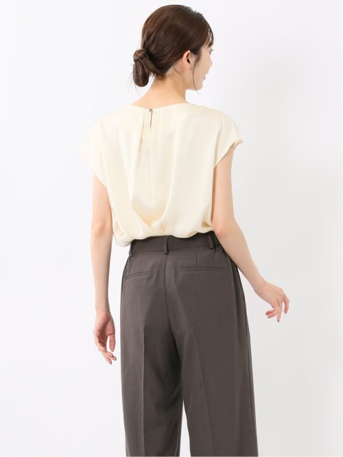 シボサテン ノースリ プルオーバーブラウス