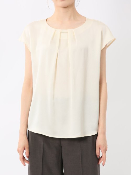 シボサテン ノースリ プルオーバーブラウス