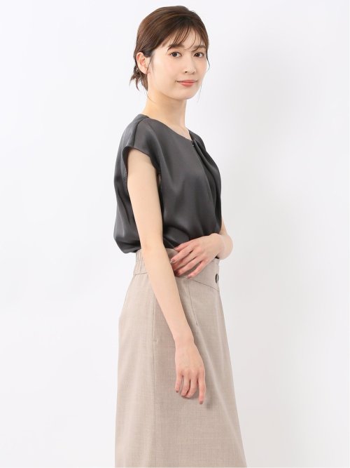 シボサテン ノースリ プルオーバーブラウス