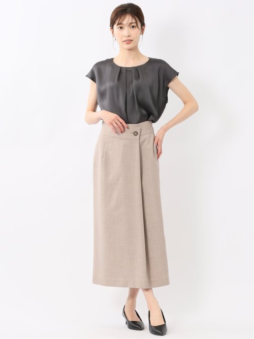 シボサテン ノースリ プルオーバーブラウス