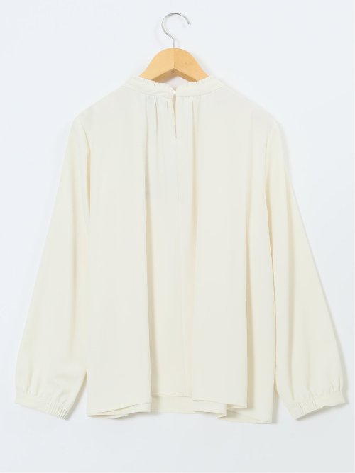スタンドフリル 長袖プルオーバーブラウス