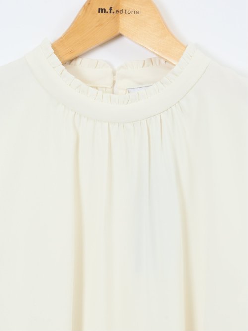 スタンドフリル 長袖プルオーバーブラウス