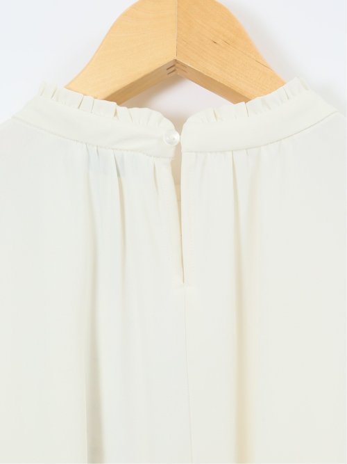 スタンドフリル 長袖プルオーバーブラウス