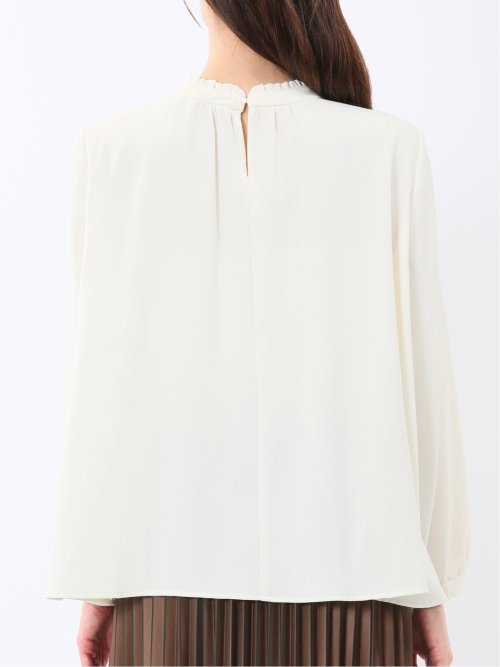 スタンドフリル 長袖プルオーバーブラウス