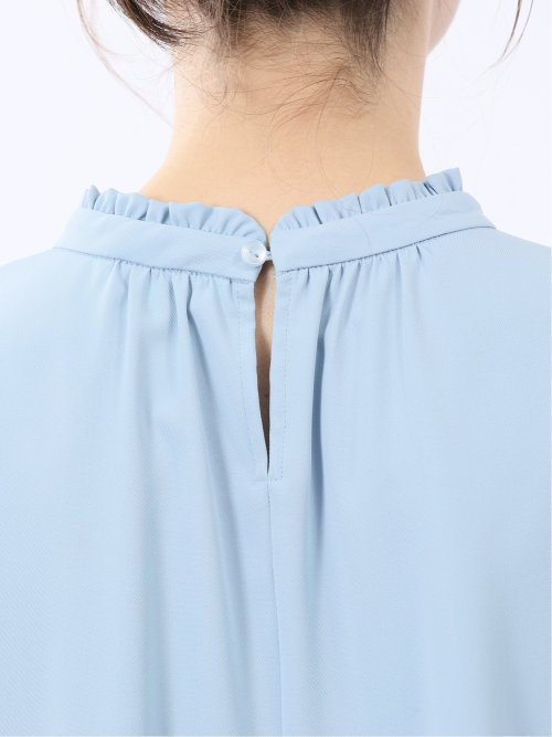 スタンドフリル 長袖プルオーバーブラウス