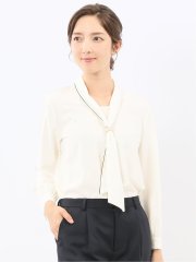 ボウタイ 長袖プルオーバーブラウス