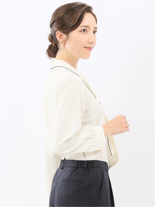 ボウタイ 長袖プルオーバーブラウス