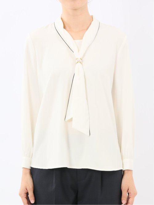 ボウタイ 長袖プルオーバーブラウス