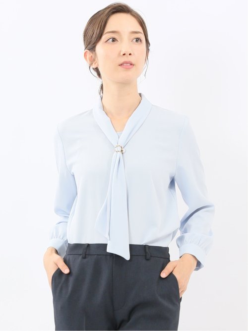 ボウタイ 長袖プルオーバーブラウス