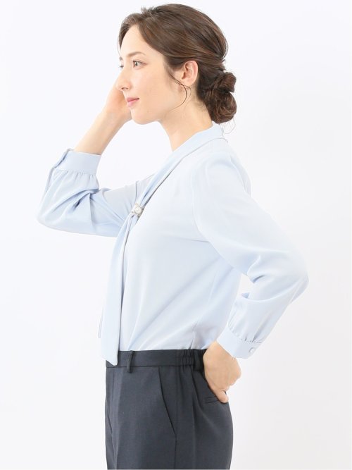 ボウタイ 長袖プルオーバーブラウス