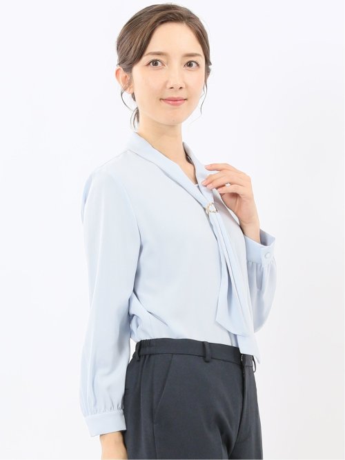 ボウタイ 長袖プルオーバーブラウス