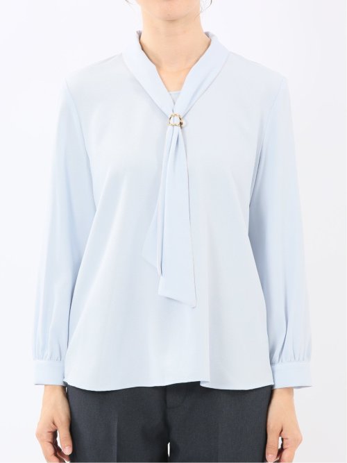 ボウタイ 長袖プルオーバーブラウス