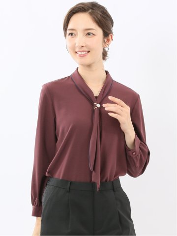 ボウタイ 長袖プルオーバーブラウス