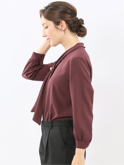 ボウタイ 長袖プルオーバーブラウス