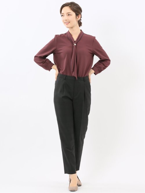 ボウタイ 長袖プルオーバーブラウス