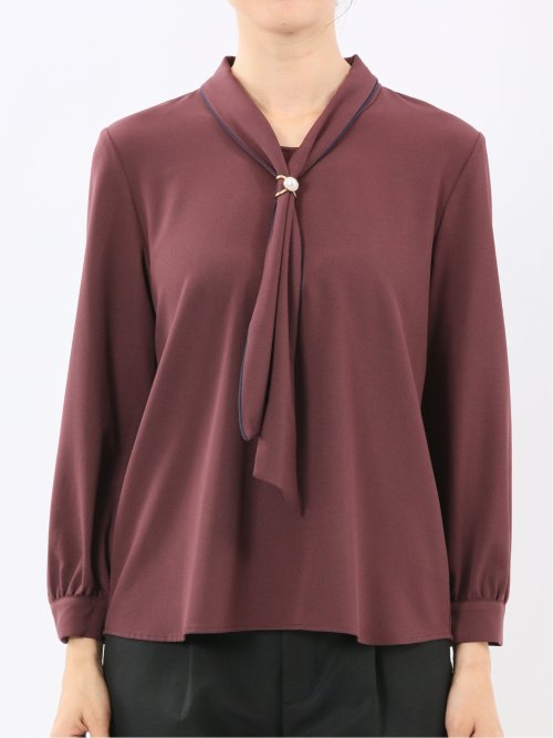 ボウタイ 長袖プルオーバーブラウス