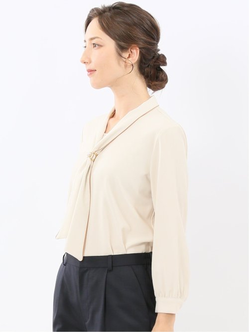 ボウタイ 長袖プルオーバーブラウス