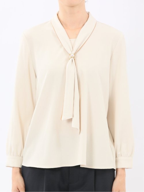 ボウタイ 長袖プルオーバーブラウス