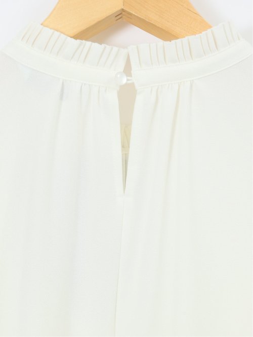 前身プリーツ リボン 長袖プルオーバーブラウス