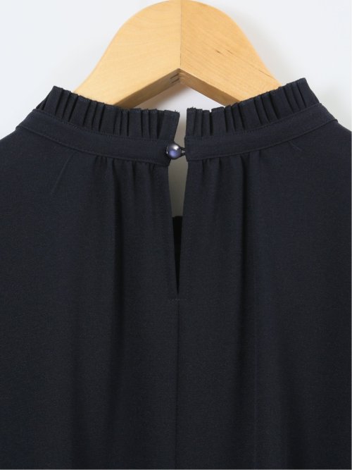 前身プリーツ リボン 長袖プルオーバーブラウス