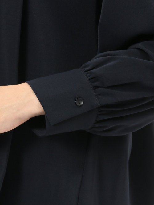 ギャザーリボン 長袖プルオーバーブラウス