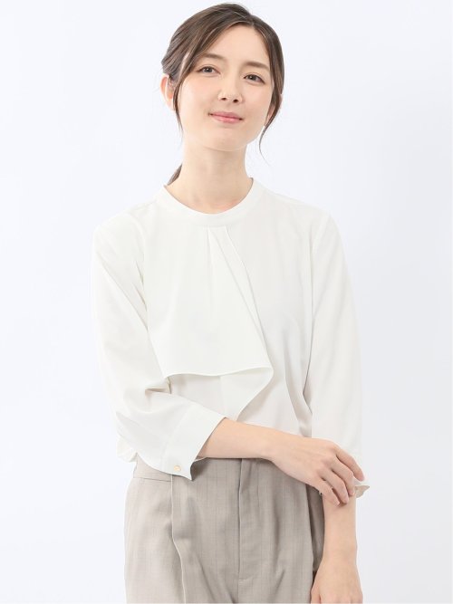 ラッフルフリル 7分袖 プルオーバー ブラウス