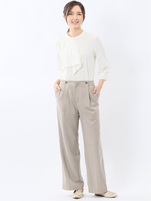 ラッフルフリル 7分袖 プルオーバー ブラウス