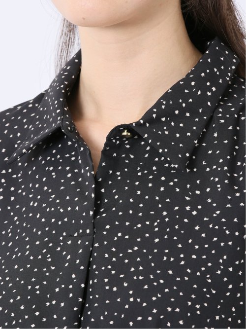 ドット柄 ボウタイ 7分袖 スキッパー ブラウス