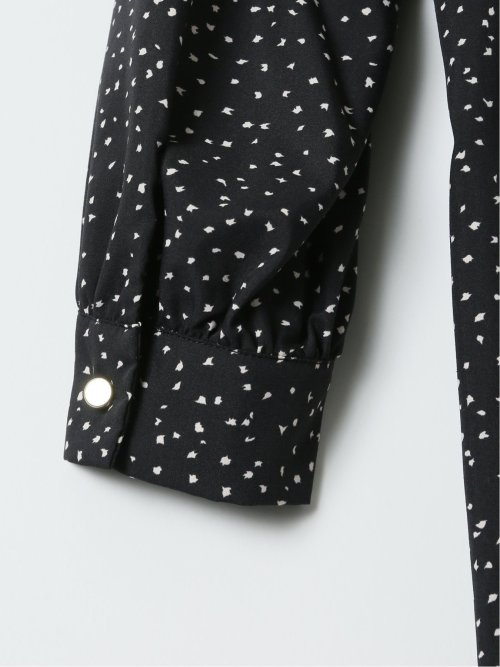 ドット柄 ボウタイ 7分袖 スキッパー ブラウス