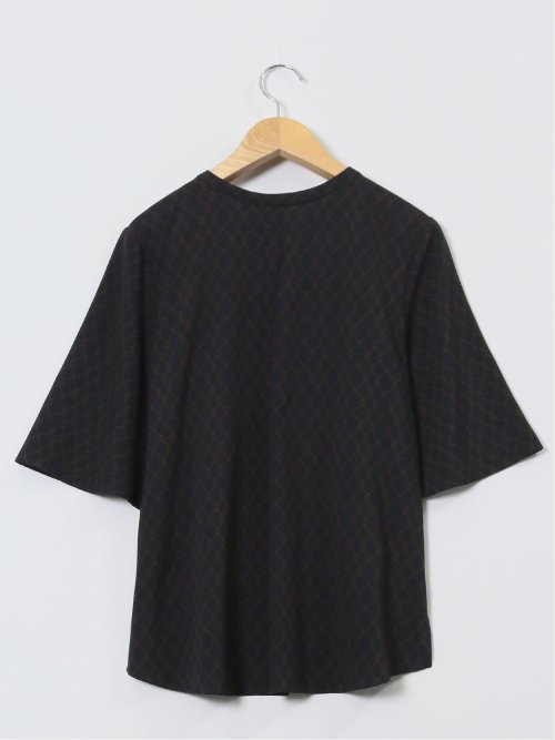 ホック付きクルーネック 半袖プルオーバーブラウス