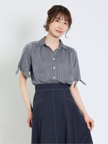 前開き 半袖シャツチュニック