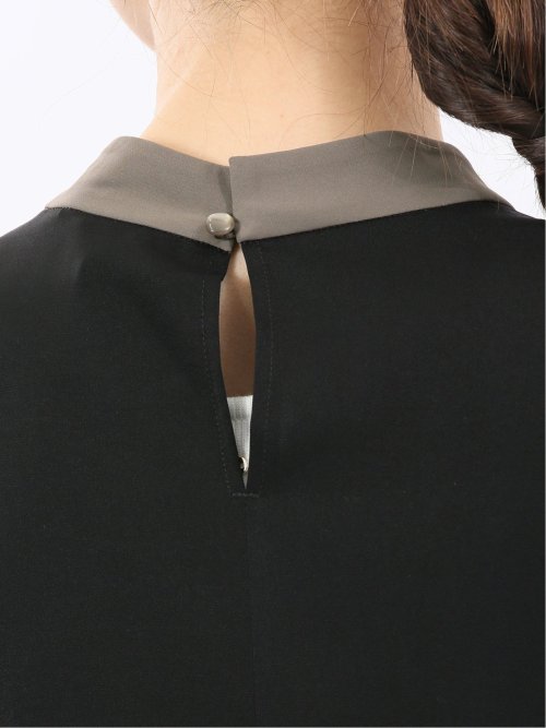 配色ボウタイ 長袖プルオーバーブラウス