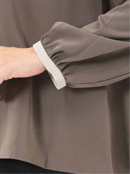 配色ボウタイ 長袖プルオーバーブラウス