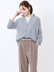 脇タック前開き スキッパーシャツチュニック